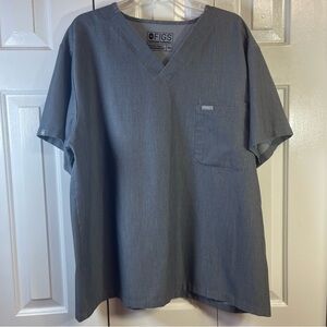 Figs Scrub Top Mens 2XL Graphite‎ Gray Leon 3 Pocket Technical Medical O18